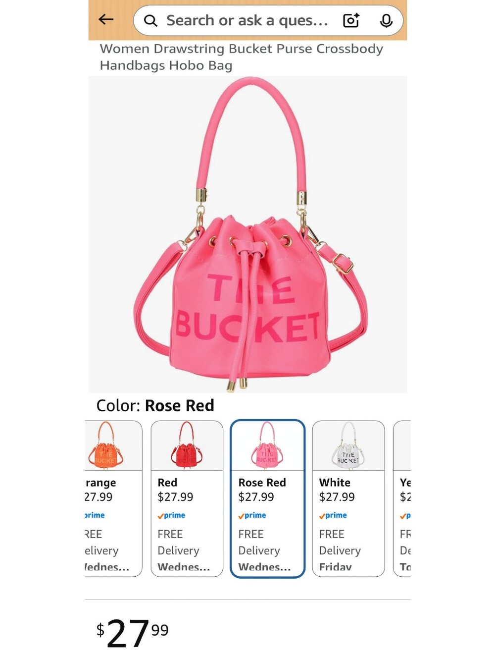 Adorable Pink Drawstring Bucket Satchel Crossbody Bag NWT - Picture 3 of 12